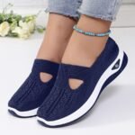 Women'S Breathable Knit Slip-On Sneakers - Light Blue Casual Low-Top Shoes With Cushioned Pvc Sole, All-Season Comfort For Casual Attire, Ladies Sneakers, Stylish Slipons, Comfortable Fit - Image 11