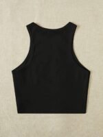 Women'S Elegant Cropped Graphic Tank Top - Cherry Print Semi-Sheer Stretchy, Round Neck Sleeveless Shirt, Machine Washable All-Season Casual Top, Ladies Tank Tops, Playful Summer Wear - Image 6