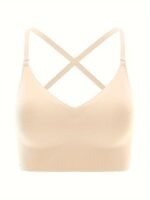 1Pc Women'S Push-Up Bra With U/X-Back Design, Removable Straps & No Underwire - Seamless Comfort, High Support, Beige Lace For Everyday & Special Occasions, Strapless Push Up Bra, Occasion Bra, Elegant Undergarment, Comfortable Fit - Image 4