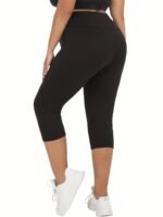Plus Size Leggings For Women, Super Soft High Waisted Tummy Control Yoga Capri Pants, No See Through Workout Running Leggings - Image 3