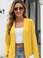 Chic Women'S Casual Blazer - Lightweight, Open Front, Solid White, Polyester & Spandex Blend, Machine Washable - Perfect For Spring/Summer/Fall - Image 5