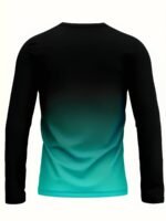 Men'S Casual Long Sleeve T-Shirt - Gradient Color, Polyester, Machine Washable, Round Neck, Letter Print Design - Image 3