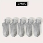 5 Pairs Unisex No-Show Socks - Breathable Sweat-Resistant Anti-Odor Invisible Invisible Socks For Men & Women, Solid Colors (Black, Pink, Grey, Beige, White) - Machine Washable Boat Socks For Casual & Formal Wear - Image 20
