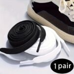 1 Pair Flat Shoelaces For Sneakers 2Colors Fabric Shoe Laces Shoelaces Classic Soft Shoestrings