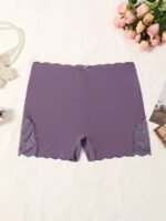 1Pc Lace Stitching Boyshort Panties, Soft & Comfortable Scallop Trim Bow Tie Panties, Women'S Lingerie & Underwear - Image 2