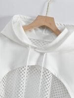 Solid Color Basic American-Style Mesh Hooded Sweatshirt For Women, Trendy And Stylish Top For Sweet And Spicy, New For Spring, Summer, And Autumn 2024, Casual Streetwear Jacket. - Image 9