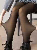 1Pc Women'S Sheer Long Stockings - High Support, No Padding, Natural-Looking Black Jumpsuit With Golden Accents, Perfect For Spring, Summer & Fall, Versatile Legwear | Elegant Jumpsuit | Highsupport Leggings, Long Stockings For Women - Image 2