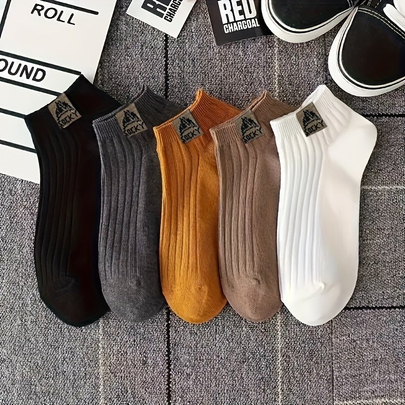 product-fancy-ad846748-810e-47af-bc92-a1d0692d65e2.jpg 5-Pair Women'S Everyday Crew Socks - Soft Low-Cut Ankle Socks, Non-Slip Cushioned Sole, Everyday & Formal Wear - Multi-Color Pack (Black/White/Brown/Beige/) - Hand Wash Only, Versatile Footwear, Classic Style, Durable Stitching, Daily Essentials - Image 1