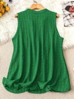 Elegant V-Neck Tank Top For Women, Made Of Solid Color Knitted Fabric, Featuring High Elasticity, Suitable For Wearing In All Seasons. - Image 8