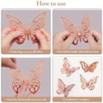 48Pcs 3D Golden Butterfly Wall Decals - Reusable Self-Adhesive Shimmering Plastic Stickers For Home Decor, Party Balloons, Cake Art, Crafts, Bouquets & Gift Embellishments, Butterfly Decorations - Image 7