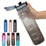 32 Oz (1000 Ml) Inspirational Sports Water Bottle With Time Markers - Wide Mouth, Leak-Proof, And Stir-Friendly - Includes A Carrying Strap (1 Bottle) - Image 8