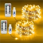 Bzpcf 1Pc Usb Fairy String Lights, 20.12Meter 200Led, 10.06Meter 100 Led, 5.0Meter 50Led, Silver Wire, 8 Lighting Modes, Remote Control, Usb Powered, Non-Rechargeable, Button Control, For Wedding, Bedroom, Ceiling, Christmas Decoration - Image 2
