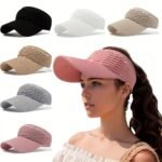 1Pc Women'S Water Ripple Visor Hat - Breathable Elastic Cap For Outdoor Sports, All-Season Wear, Hand Wash Only, Sun Visor Hat, Sports Headwear, Casual Headwear, Flexible Headgear
