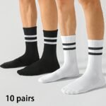 10 Pairs Of Striped Stockings, Suitable For Men And Women - Versatile Socks For Casual Sports - Image 11