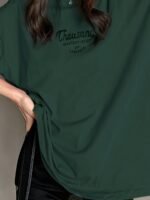 Retro Y2K Off-Shoulder Slogan Print Loose Tee, Letter Printed - Casual Loose Fit, Polyester, Machine Washable, Suitable For Spring/Summer/Autumn - Image 6