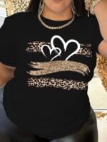 Plus Size Heart Print T-Shirt, Casual Crew Neck Short Sleeve T-Shirt, Women'S Plus Size?Clothing - Image 10