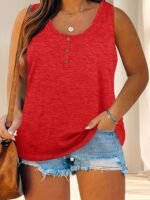 2024 Hot New Summer Women'S Plus Size Casual Button-Up Tank Tops - Image 6