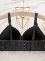 Women'S Plus Size Comfortable Striped Wireless Bra - Maternity Friendly, Medium Support, Knit Polyester Fabric, Regular Fit, All-Season Wear, Everyday Comfort Wear | Elegant Striped Design | Medium Support Bra, Ladies Underwear - Image 8