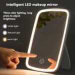 Portable Led Makeup Mirror With Touch Control, 3 Adjustable Lighting Modes, Stylish Design - Suitable For Travel, Warm And Natural Light Options, Mirror Portable