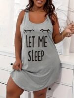 Women'S Plus Casual Sleep Dress, Plus Size Eyelash & Letter Print Racer Back Tank Nightdress - Image 8