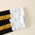 1 Pair Of Men'S Fun Chicken Claw Crew Socks - Comfy & Stylish, Black With White & Yellow Accents, Polyester-Spandex Blend, Perfect For Casual Wear - Image 8