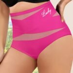 Plus Size High-Waisted Shaping Women'S Underwear Made Of Breathable Mesh, Featuring Cross-Body Control, Seamless, Triangular Design For Body Sculpting And Lifting.