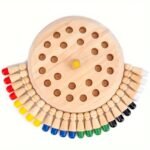 Fhzug Educational Wooden Memory Matching Game - Chess Board With Colorful Pegs, Fun & Engaging Puzzle For Youngsters & Adults, Perfect For Holidays & Gifts, Enhances Memory Skills, Random Colors, Chess Accessories, Gift Item, Classic Design, Durable Construction, Cognitive Development, Family Fun, Highquality Wood, Family Fun Activity, Family Fun Activity, Fhzug - Image 3