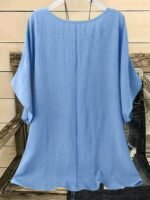 New Plus-Size Women'S Casual Vacation Solid Color Batwing Sleeve Shirt Top - Image 9