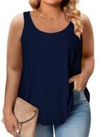 Plus Size Curved Hem Tank Top, Casual Crew Neck Sleeveless Tank Top For Summer, Women'S Plus Size?Clothing - Image 2