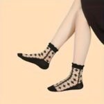 5/6 Pairs Vintage Embroidery Socks, Comfy & Breathable Short Mesh Socks, Women'S Stockings & Hosiery - Image 6