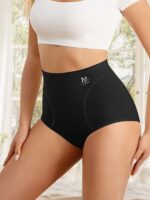 Meiyating Women'S High-Waisted Tummy Control Briefs - Ultra-Soft Seamless Underwear, Breathable No-Liner Design For All-Day Comfort, Elegant Solid Color (Black), Tummy Control Underwear, Comfortable Daily Wear, Sleek Highwaist, Smooth Fabric - Image 6