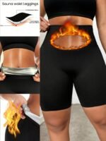 Women'S High-Waisted Yoga Shorts With Waist Trimmer Technology - Sweat-Wicking 95% Polyester 5% Spandex, Tummy Control Workout Shorts For Running, Gym & Exercise - Black - Image 2
