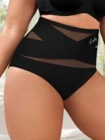 Plus Size High-Waisted Shaping Women'S Underwear Made Of Breathable Mesh, Featuring Cross-Body Control, Seamless, Triangular Design For Body Sculpting And Lifting. - Image 2