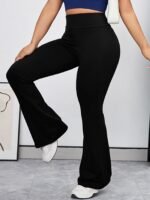 Plus Size Women'S Fashion High-Waist Flare Leggings - Stretchy & Comfortable, Heather Gray, Perfect For Running & Casual Outdoor Activities, Machine Washable - Image 6
