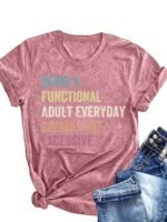 Plus Size Functional Letterprint T-Shirt, Casual Crew Neck Short Sleeve T-Shirt For Spring & Summer, Women'S Plus Size Clothing - Image 4