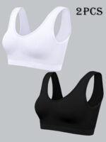 2Pcs Nadia Go Women'S Seamless High-Impact Sports Bras - No Padding Lightweight Thin Design, High Elasticity For Yoga, Running & Gym - Breathable Pink & Black, Yoga Accessories | Sleek Sports Bra | Highelasticity Fabric - Image 3