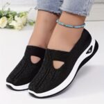 Women'S Breathable Knit Sneakers - Slip-On Low Top Sneakers With Plain Toe, Lightweight Pvc Sole, And Comfortable Fabric Upper For All-Day Wear (Green, Blue, Black, Purple, Pink), Casual Footwear | Minimalist Design | Breathable Fabric - Image 7