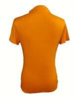 Chic Embroidered "Smile" Mock Neck T-Shirt For Women - Vibrant Orange, Short Sleeve, Slim Fit, Casual Spring/Summer Top, Machine Washable, Polyester & Spandex Blend - Image 8