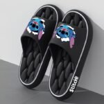Disney Stitch Women'S Soft Eva Slip-On Slippers - Non-Slip Ventilated Shower Design, All-Season Indoor/Outdoor House Shoes With Cute Cartoon Pattern, Black & Pink Options, Hand Washable, Indoor Footwear, Slipon Style, Durable Footwear - Image 3