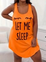 Women'S Plus Casual Sleep Dress, Plus Size Eyelash & Letter Print Racer Back Tank Nightdress - Image 6