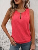 Women'S Elegant Sleeveless Vest With Decorative Buttons - Semi-Sheer Round Neck Lightweight Top, Mint Green Medium Stretch Machine Washable For Spring/Summer Casual & Formal Wear, Sleeveless Vests, Spring Fashion, Butterfly Motif, Nontransparent Fabric - Image 7