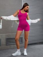 Women'S Off-Shoulder Backless Jumpsuit - Slim Fit Stretchy Solid Color Casual Romper With Drawstring Waist, White & Beige, Spring Summer Fashion, All-Season Versatile Outfit, Jumpsuit For Summer, Comfortable Footwear - Image 5