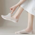 5 Pairs Of Ice Sliky Fiber Fabric Toeless Boat Socks For Women, Summer Short Socks In Solid Colors, Invisible Thin Socks - Image 4