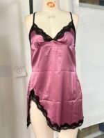 Women'S Leopard Print Satin Nightgown - Sexy V-Neck, Asymmetrical Hem With Tie Detail, Sleeveless Sleepwear For Spring/Summer/Fall, Adult, Leopard Print Nightgown