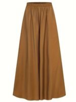 Plus Size Women'S Elegant Casual Wide-Leg Pants With Elastic Waist & Smocking Detail - Solid Color Non-Stretch Fabric, Middle Eastern-Inspired Design For All-Season Versatile Wear - Image 6