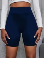 Women'S High-Waist Stretchy Shorts - Soft, Casual Solid Color Leggings For Spring & Summer, Machine Washable, Polyester/Spandex Blend, Smooth Fabric, Mid-Thigh Length - Image 6