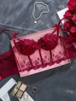 Netting Studded Backless Bra With Adjustable Back Buckle Shorts - Image 3