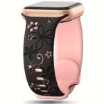 Women'S Floral Engraved For Apple Watch Band - Soft Silicone Sport Strap With Butterfly Clasp, Cute Flower Pattern Compatible With Series 1-10 & Ultra/Ultra 2/3/Se (38Mm-49Mm) - & Floral Design, Comfortable Durable Strap For Casual Attire - Image 3