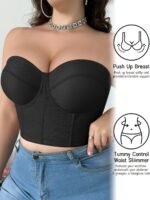 Plus Size Women'S Underwire Push-Up Strapless Bra - Adjustable Thin Cup Shaping Camisole With Breathable Support, Tummy Control & Waist Slimmer For Everyday Elegant Fit, Strapless Push Up Bra, Underwire Support, Durable Underwire - Image 2