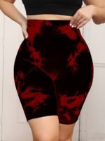 Plus Size Women'S High-Waisted Tummy Control Yoga Shorts - Tie-Dye Design, Stretchy Machine-Washable Fabric For Summer Workouts & Casual Wear, Tummy Control Shorts, Stylish Workout Apparel, Highelastic Fabric